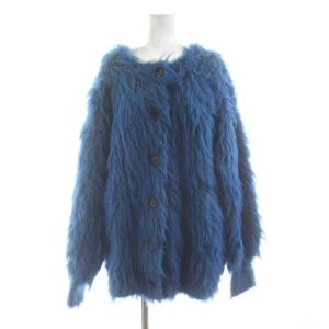 23AW シャギーニット ジャケット Vネック ウール混 F 青 ブルー 092-3270011 /KU