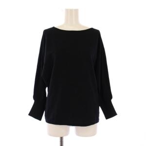 カットソー 長袖 ドルマンスリーブ ボートネック 無地 ワンカラー ストレッチ L 黒 ブラック /BB