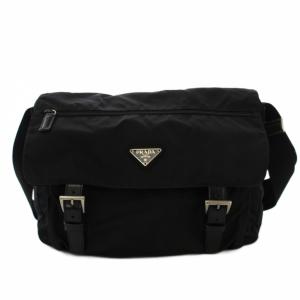 ショルダーバッグ 三角プレート ナイロン ブラック