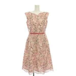 ワンピース 0 ピンク 花柄 刺繍 ノースリーブ /YM