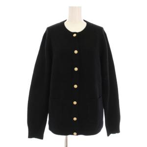 カーディガン ニット カシミヤ 金ボタン 長袖 3L 黒 /YM
