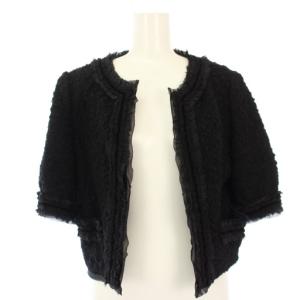 ノーカラージャケット ツイード  40 ブラック 28742