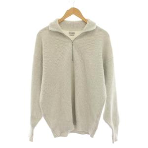 コットン カシミヤ ハーフジップ ドライバーズ ニット セーター 長袖 S ライトグレー 8113-136-0389