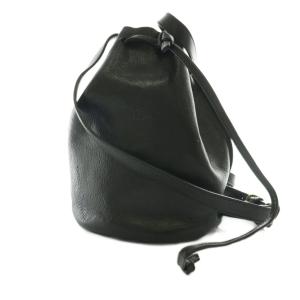 ショルダーバッグ 巾着 レザー 黒 ブラック /SS OS