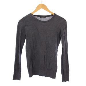 A.P.C. ニット セーター 長袖 クルーネック 無地 ワンカラー 薄手 XS グレー /BB