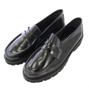 LOAFER  ローファー ラウンドトゥ 厚底 タンクソール レザー ワンカラー 7 黒 ブラック 22093510002910