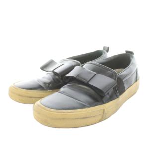 SEASTAR スリッポン シューズ リボン レザー 36 黒 ブラック /AN60