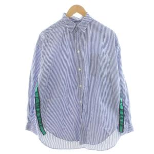 シャツ ブラウス 長袖 ストライプ柄 青 ブルー 白 ホワイト /AN46