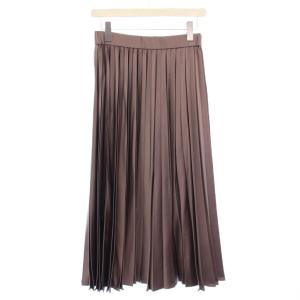 プリーツスカート フレア ミモレ ロング サテン ワンカラー 40 グレー /BB