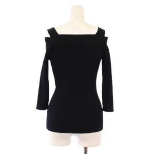 リブニット オフショルダー 長袖 ストレッチ 40 黒 ブラック /BB