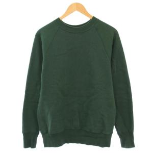 スウェット トレーナー 長袖 クルーネック 裏起毛 ストレッチ ワンカラー 40 緑 グリーン /BB