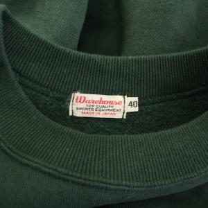 WAREHOUSE スウェット トレーナー 長袖 クルーネック 裏起毛 ストレッチ ワンカラー 40 緑 グリーン /BB