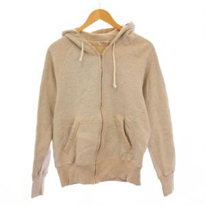 ジップアップパーカー ジャケット スウェット 裏起毛 ワンカラー 40 ベージュ /BB