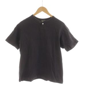 ヘンリーネックTシャツ 半袖 M 黒 ブラック ワンボタン /RR