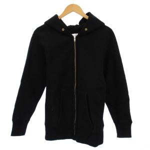 ジップアップパーカー ジャケット スウェット 裏起毛 ワンカラー S 黒 ブラック /BB