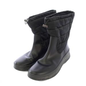 COLE HAAN ピンチユーティリティパッファーウォータープルーフ スノーブーツ ショート 厚底 ワンカラー レザー 切替