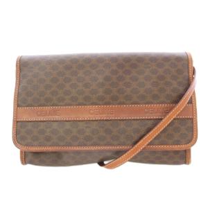 ショルダーバッグ マカダム柄 レザー ロゴ 茶 ブラウン /BB OH