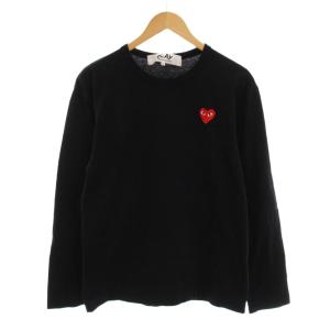 AD2019 Tシャツ カットソー ハートロゴ刺繍 長袖 L 黒 ブラック AZ-T118 /YM