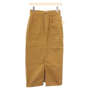 LEE タイトスカート マキシ ロング ジップフライ スリット ロゴパッチ 1 茶 ブラウン タグ付き