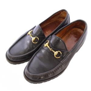 ホースビット ローファー ローヒール レザー タンクソール 装飾 8 黒 ブラック /BB