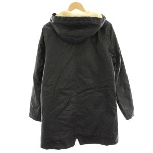 A.P.C. 中綿コート 上着 XS 黒 ブラック アイボリー フード付き 裏地ボア ロング ジップアップ /HN