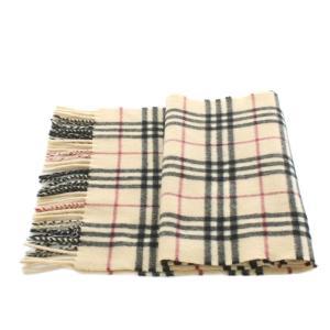 BURBERRY BLUE LABEL マフラー フリンジ チェック柄 ベージュ /AN19
