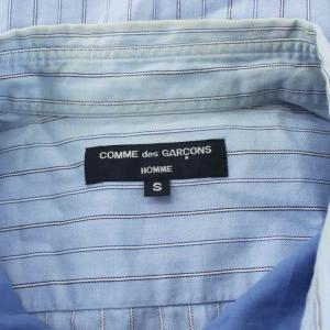 COMME des GARCONS HOMME カジュアルシャツ 長袖 ストライプ柄 切替 S 青 ブルー HS-B023 /KU