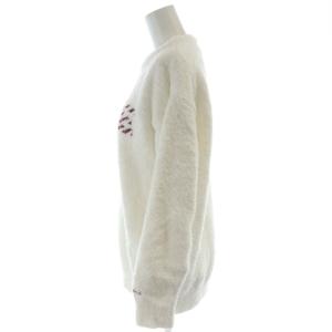 gelato pique ニット セーター ONE ホワイト ボルドー 長袖 クルーネック ロゴ編み込み /NS