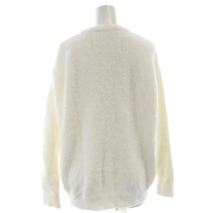 gelato pique ニット セーター ONE ホワイト ボルドー 長袖 クルーネック ロゴ編み込み /NS