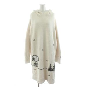 SNOOPY パネルJQDフードドレス ワンピース ひざ丈 長袖 フード スヌーピー ルームウェア F