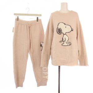 SNOOPY セットアップ 上下 ルームウェア パジャマ カットソー 長袖 パンツ F ピンク PWNT195024