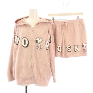 SNOOPY ルームウェア ジャガード ジップアップパーカー ショートパンツ F ピンク PWNT202045