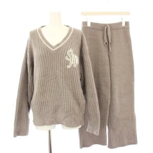 HOME ルームウェア Vネックニットプル&ロングパンツ F グレー SHNO235017 /KH