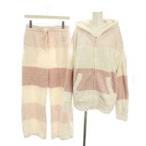 23AW ルームウェア セットアップ 上下 べビモコ3ボーダー パーカ ロングパンツ F 白 ホワイト