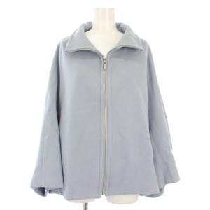 ラムウールケープ コート ショートコート ジップアップ 38 水色 102127-17-430-61-380