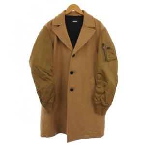 W-CUSTOMIZ チェスターコート ロング 袖切替 中綿 ウール ナイロン L ベージュ /BM