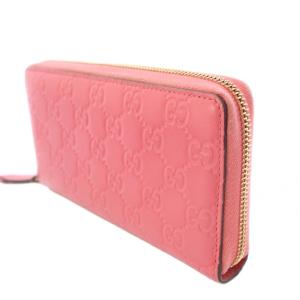 GUCCI グッチシマ 長財布 ロングウォレット ラウンドファスナー レザー ロゴ 型押し インターロッキング ワンカラー