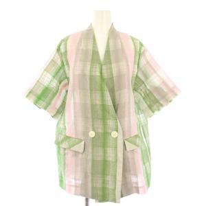 CHECK EMBROIDERY NO COLLAR JACKET チェックエンブロイダリーノーカラージャケット