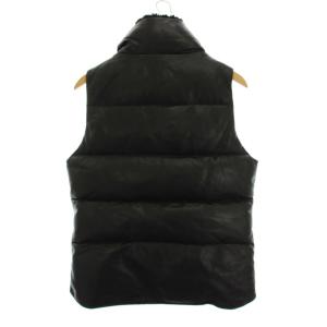 Lui's ダウンベスト レザー やぎ革 L 黒 ブラック ボア襟 ジップアップ 12LS-J903 /YM