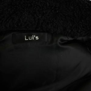 Lui's ダウンベスト レザー やぎ革 L 黒 ブラック ボア襟 ジップアップ 12LS-J903 /YM