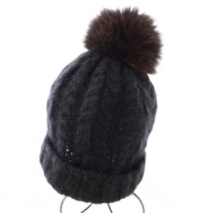 ニット帽 ニットキャップ モヘヤ フォックスファー ブラック SIN01082 /TK