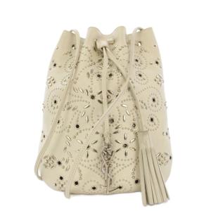 スタッズ レザー ショルダーバッグ ホワイト 423966