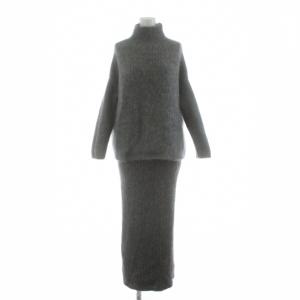 モヘア アルパカ トップス スカート セットアップ ニット セーター ハイネック 長袖 タイト ロング