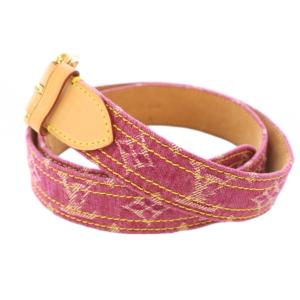 LOUIS VUITTON モノグラム デニム サンチュール ベルト 80/32 ピンク M6925W