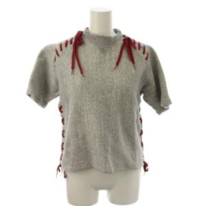 スウェット 2 グレー 半袖 レースアップ モックネック /JP