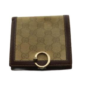 二つ折り財布 折りたたみ GGキャンバス 茶 ブラウン /SS OS OH
