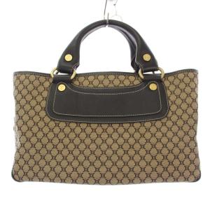 ハンドバッグ キャンバス マカダム柄 ブラウン ベージュ