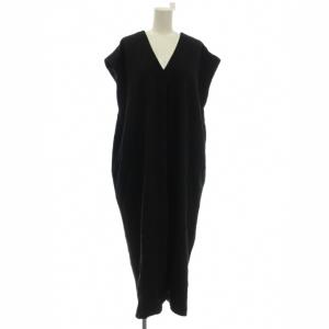 ワンピース 1 黒 ブラック Vネック 半袖 ロング丈 /JP