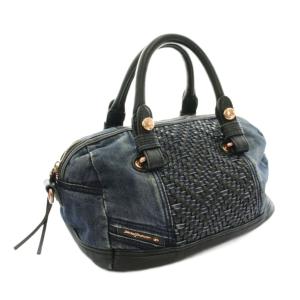 DIESEL デニムハンドバッグ ショルダーバック 2way レザー デニム 紺 ネイビー 黒 ブラック /YT