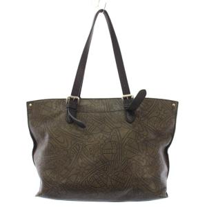 トートバッグ オーブ 型押し ブラウン ブラック